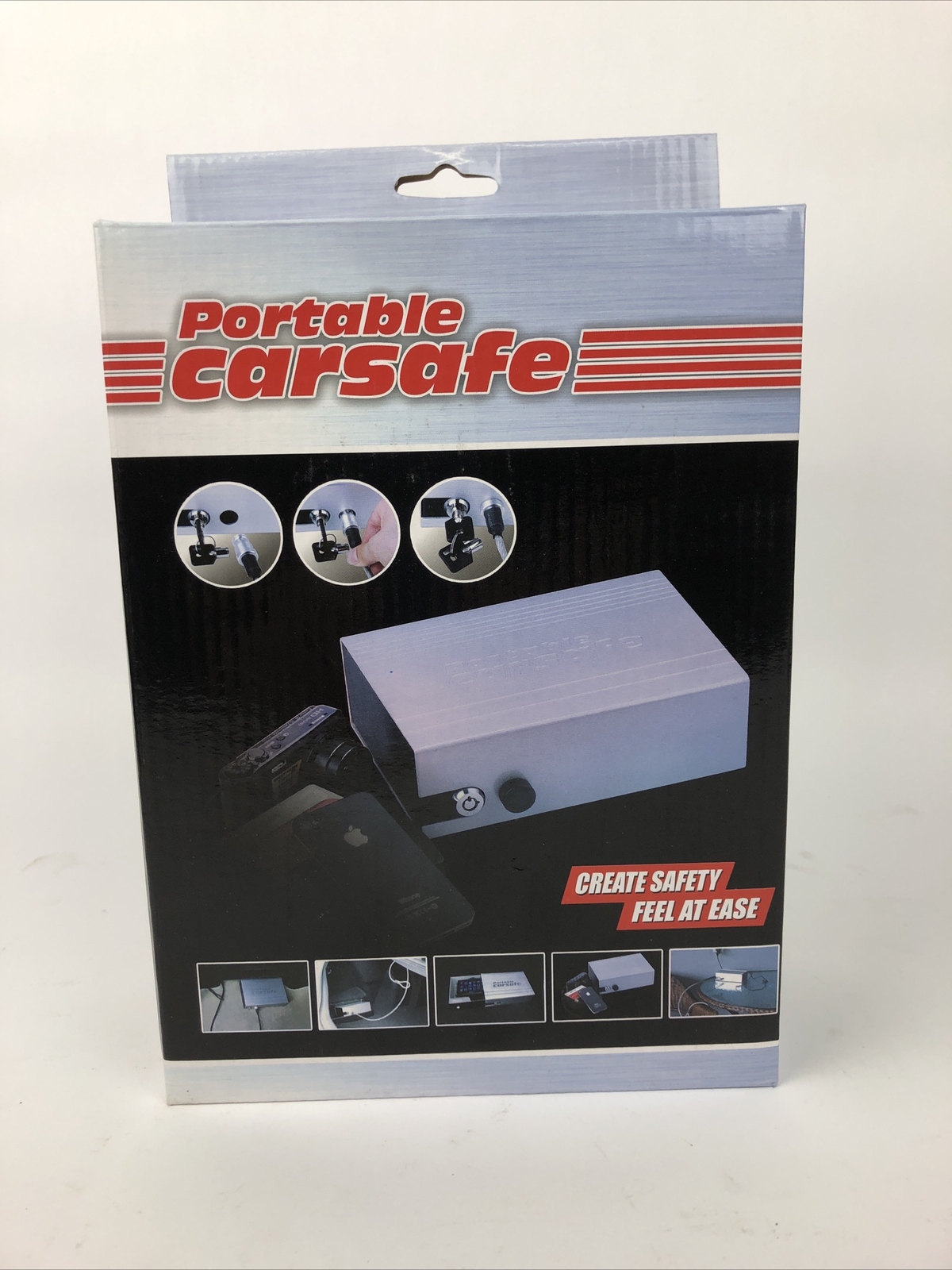 CAR SAFE Portable Small Car Gun Safe for Pistols Handgun Valuables Key Lock LOOK