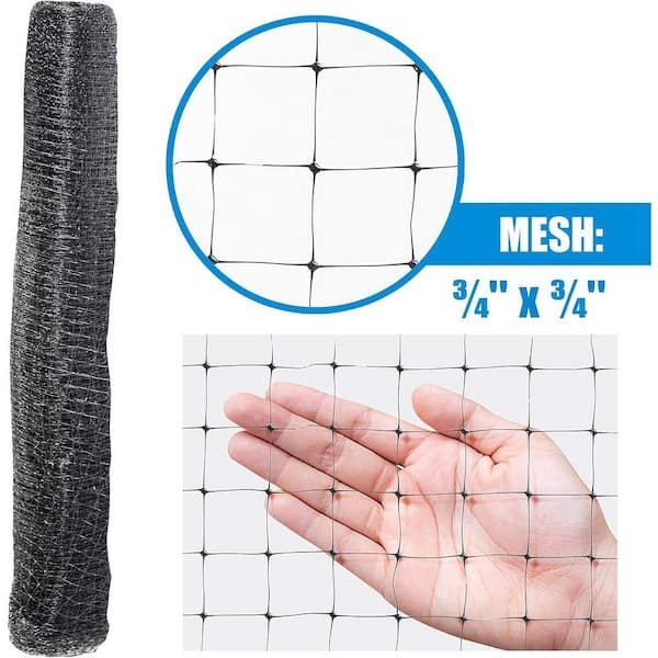 7 Ft. X 100 Ft. X 3/4 In. Black Plastic Bird Netting for Vegetable, Tree and Fru