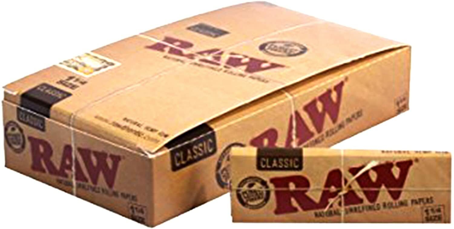 Raw 1.25 (1 1/4) Classic Hemp Rolling Paper Full Box 24 pk box 100% Authentic!