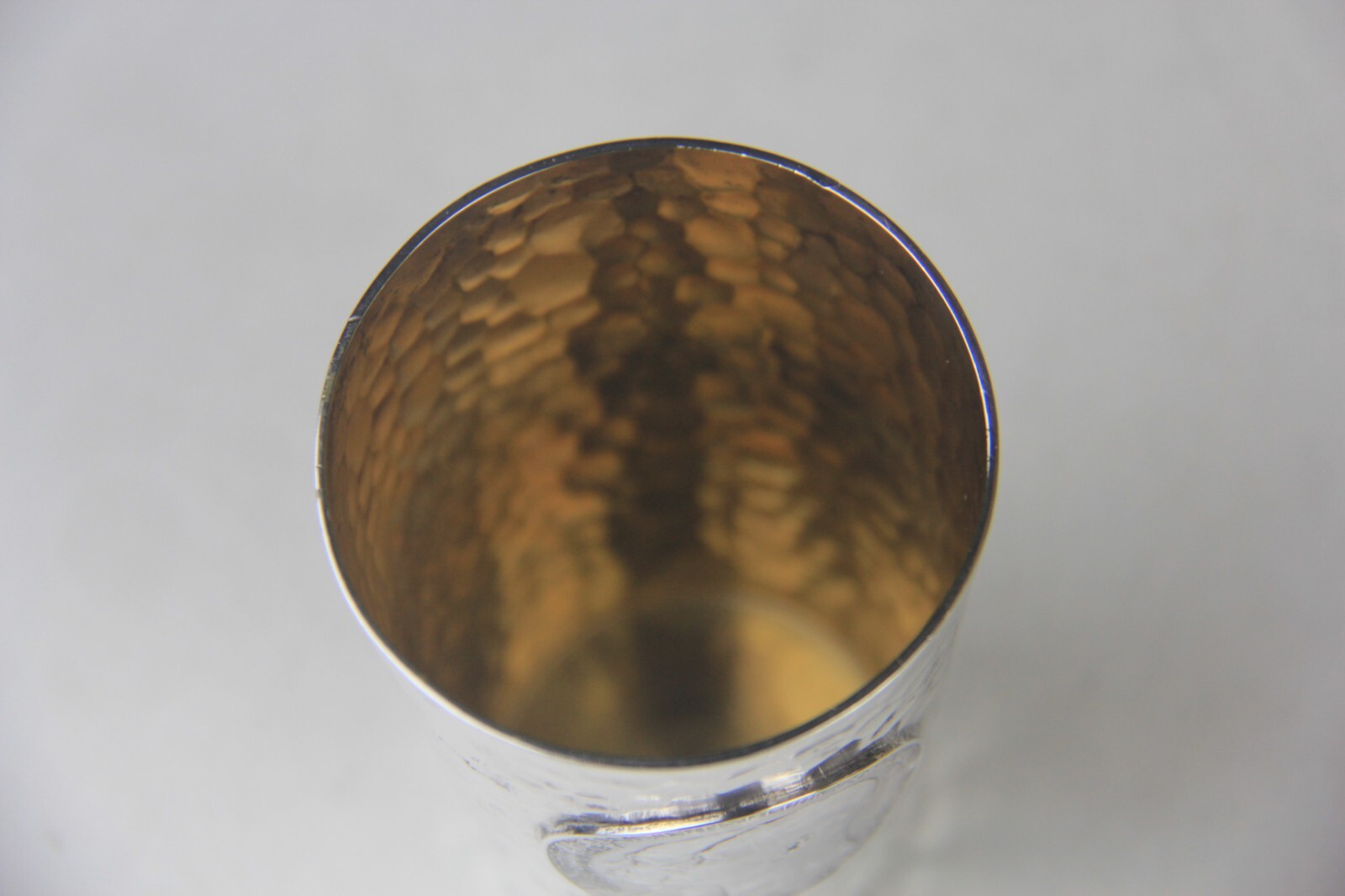 1904 German Hammered 800 Silver Beaker w/Hesse-Darmstadt 5 Mark Coin Attached