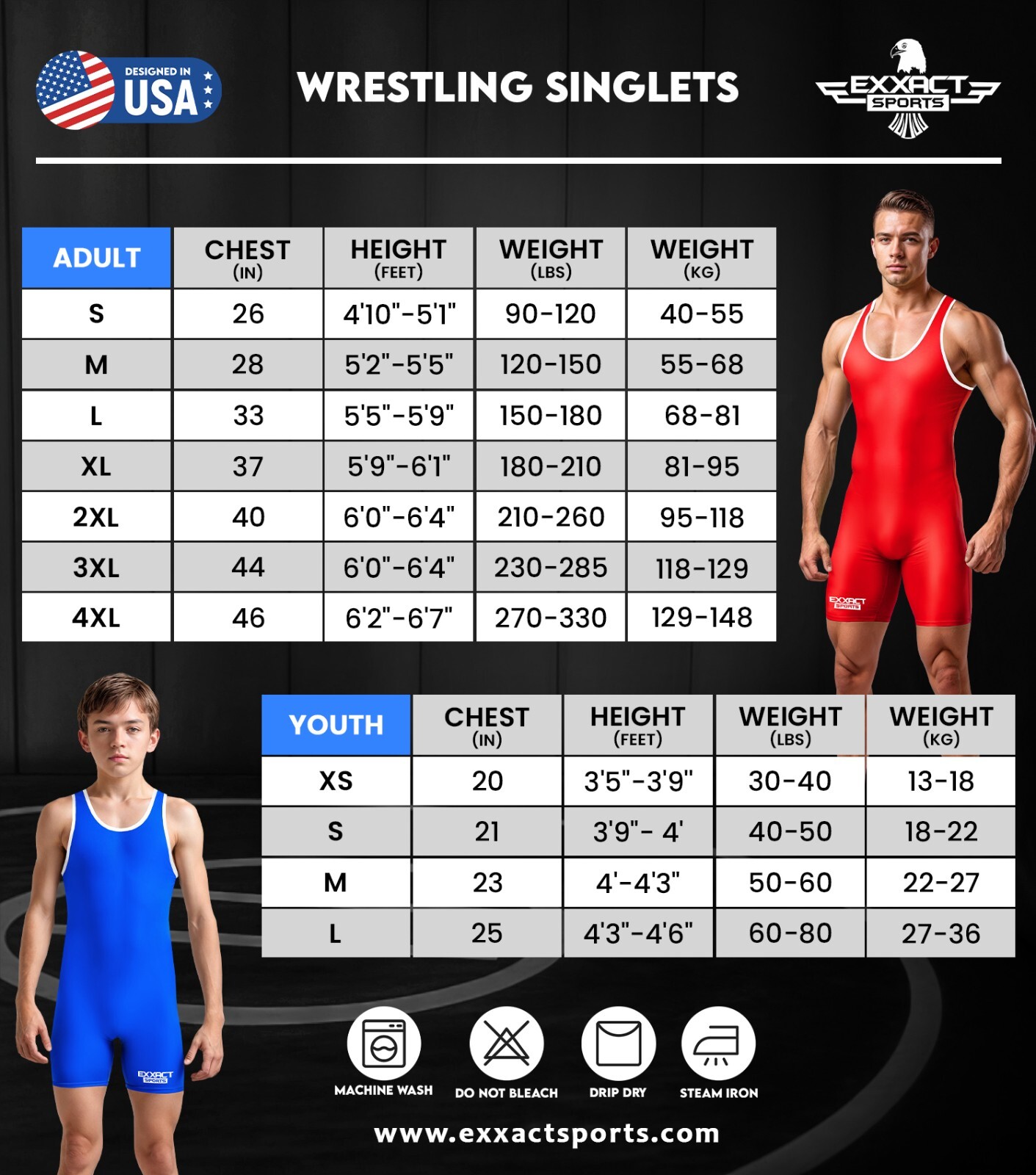 Exxact Sports Plain Wrestling Singlet Single Ply - Youth Wrestling Singlet