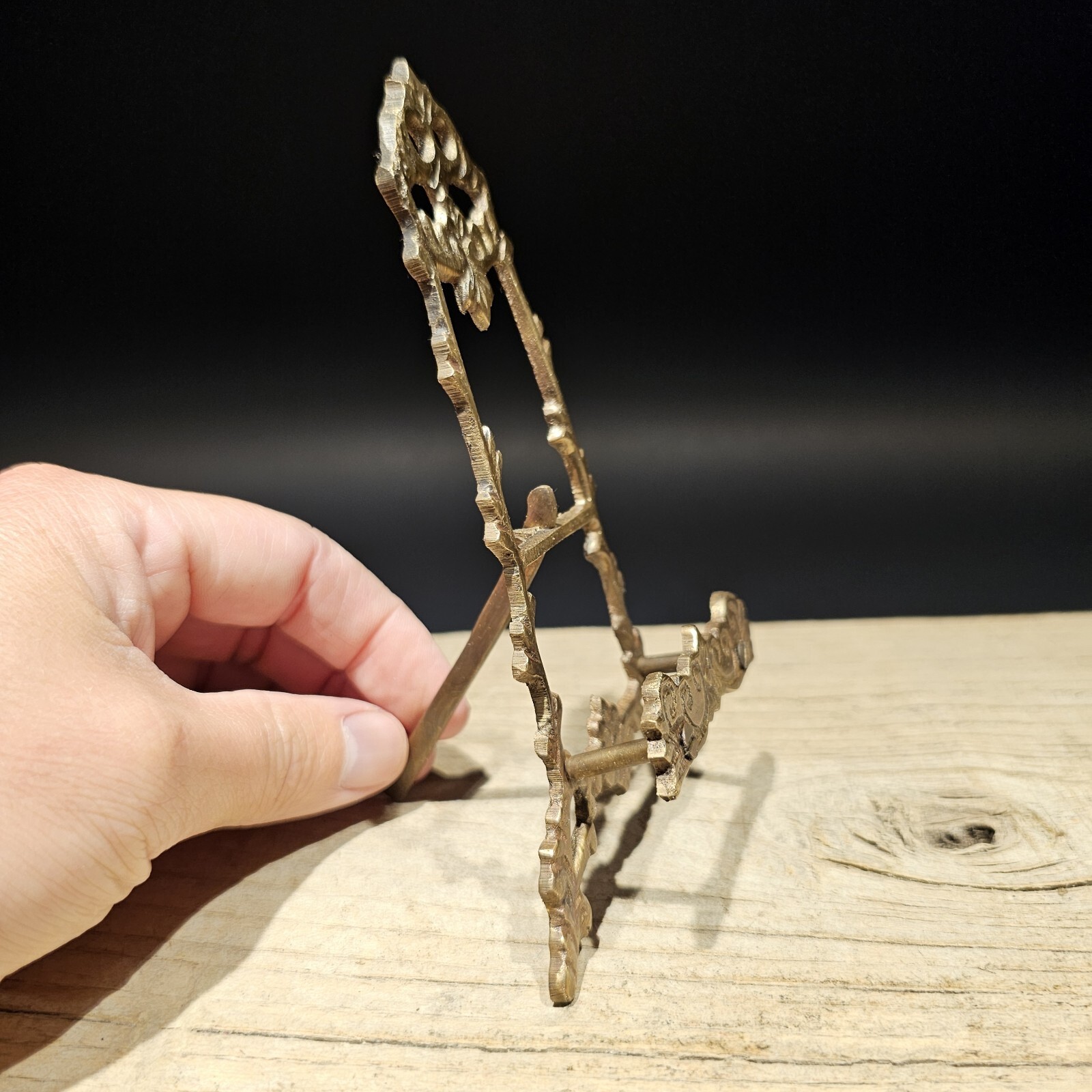 5" Vintage Antique Style Miniature Brass Desk Easel