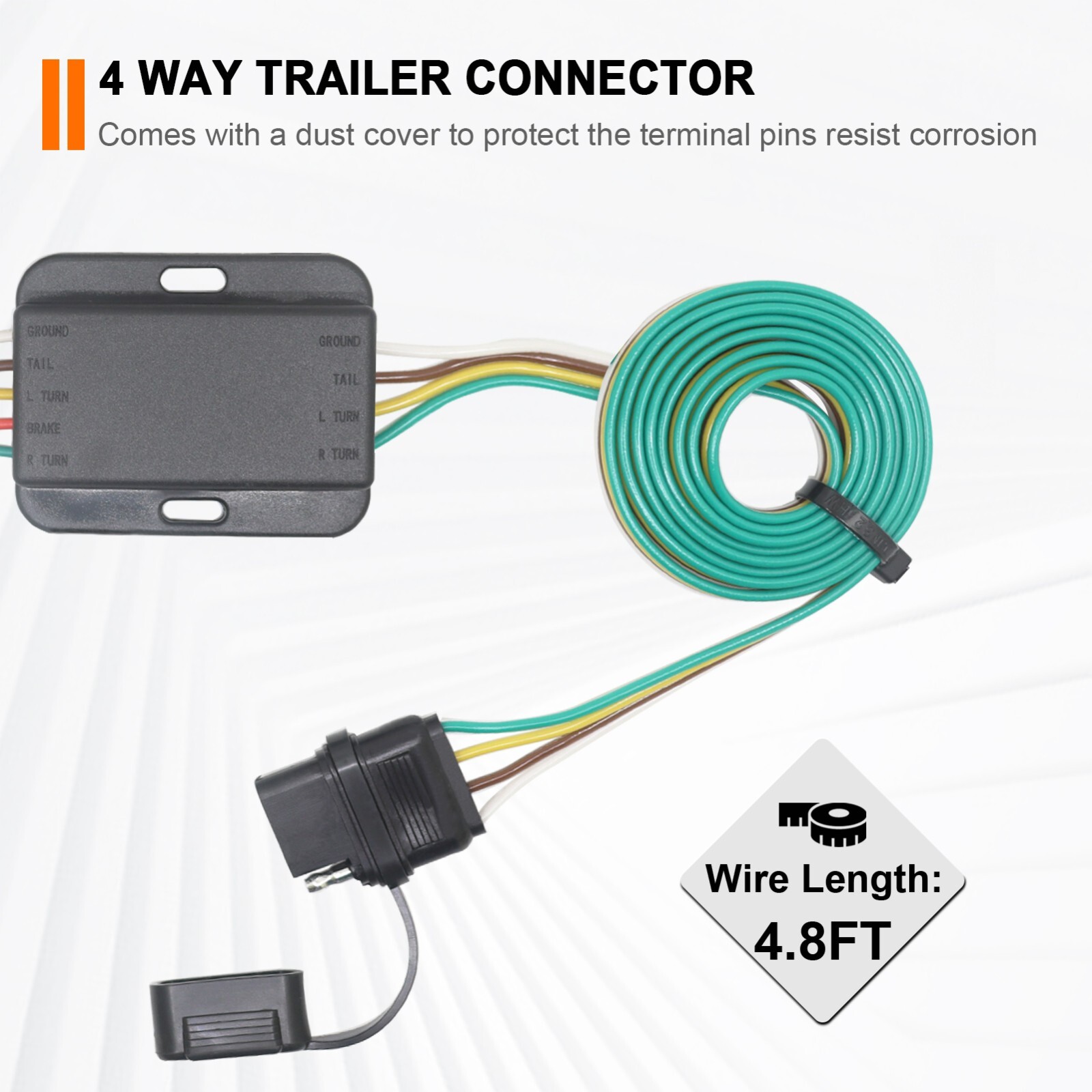 Custom T-connector Harness 4-Way Flat Trailer Output for 2005-2015 Toyota Tacoma