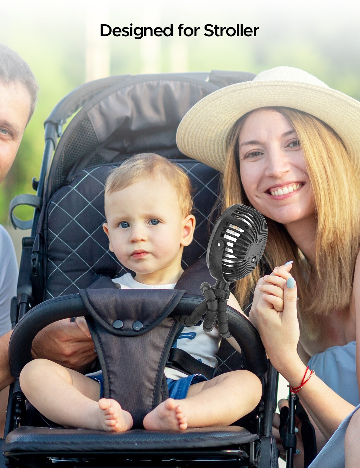 Portable Stroller Fan, 3 Speeds and Mini Personal Fan Suitable for Many Scenes