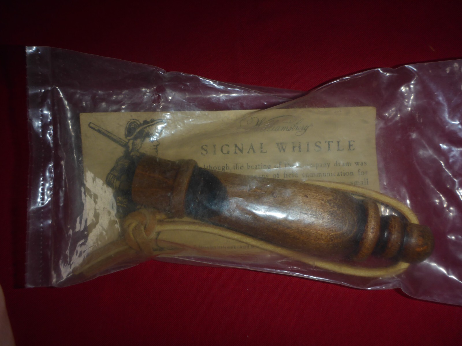 Vintage Solid Wood Infantry Signal Whistle New Sealed Williamsburg Turned Wooden