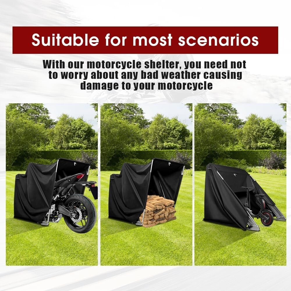 Motorcycle Covers Waterproof Outdoor Storage Sheds 136"x54" x75" Heavy Duty