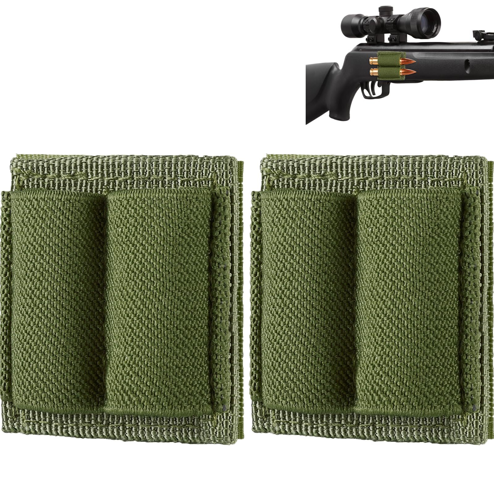 2PCS 2 Round Bullet Holder for Rifle Ammo Holder Bullet Keeper with Hook & Loop