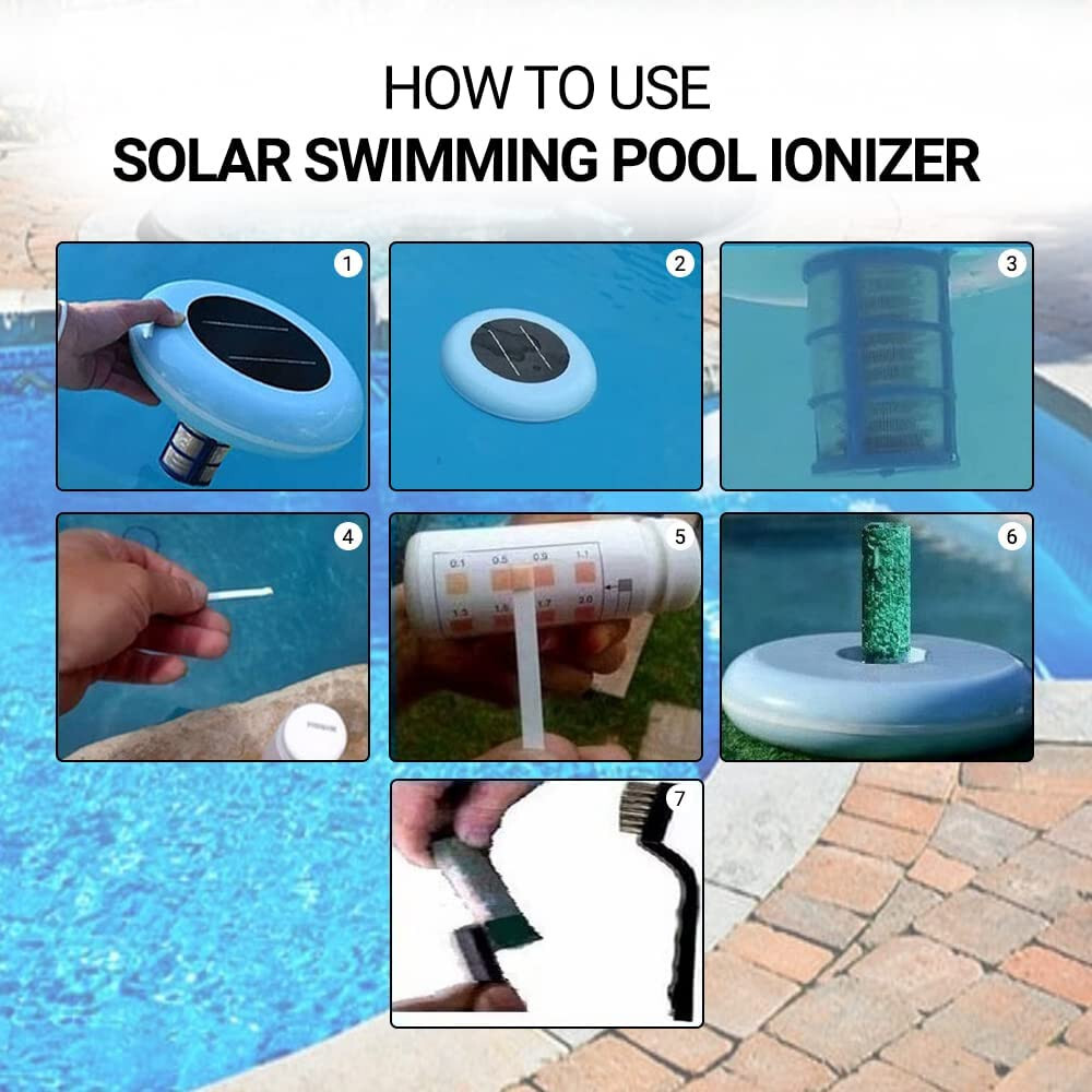 Solar powered Pool Ionizer Kills Algae Reduces Chlorine,Covers up to 35,000 gal
