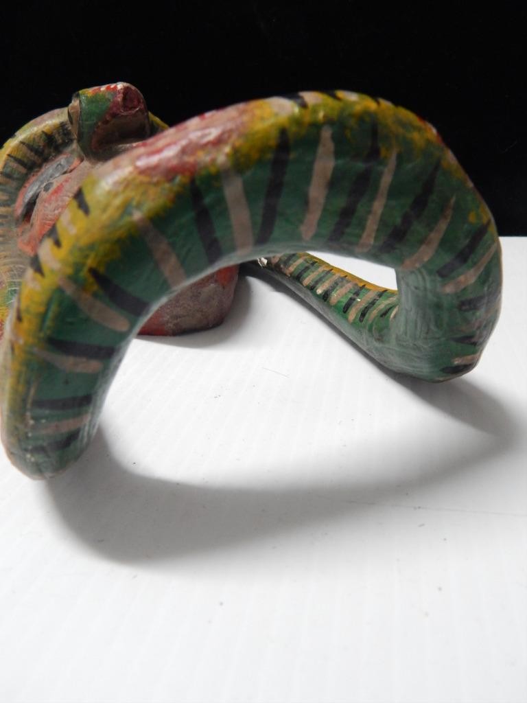 ANTIQUE MEXICAN DANCE SNAKE MASK CARVED WOOD MEXICO - UNIQUE + UNUSUAL