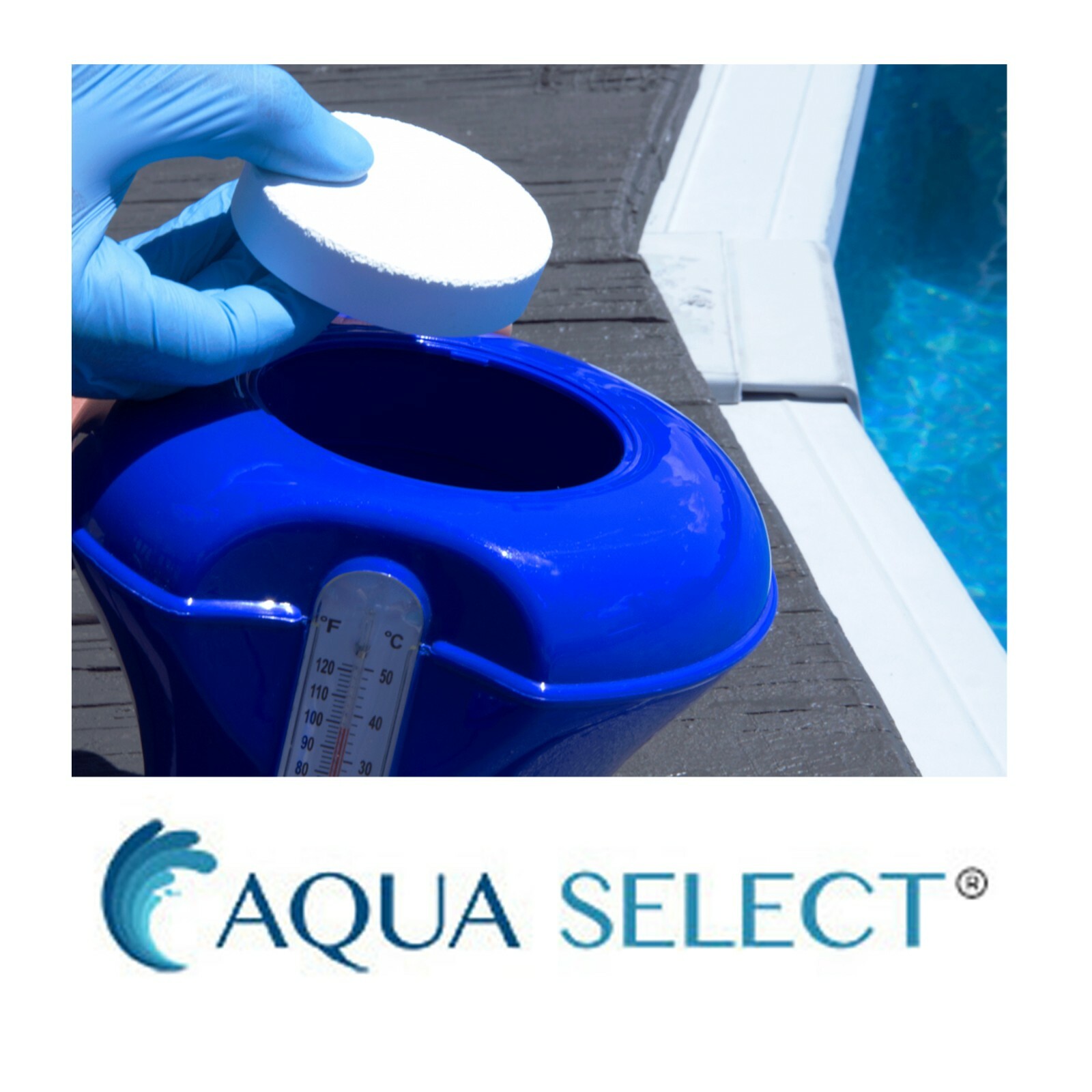 Aqua Select Swimming Pool Floating Chlorine Chlorinator w/ Built in Thermometer