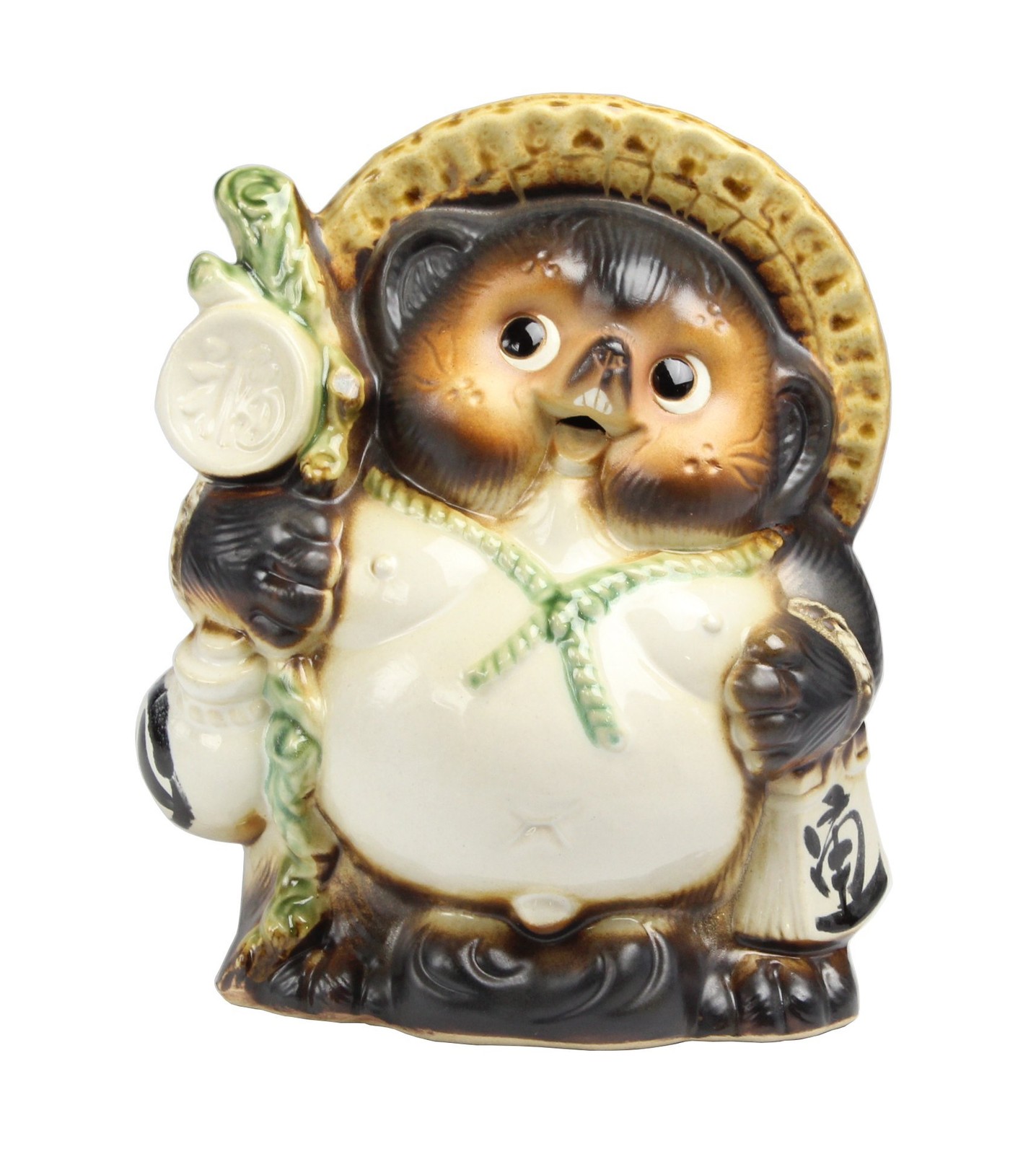 Japanese Fukufuku Tanuki No. 8 Shigaraki Ware Ceramic Figurine 9.8in