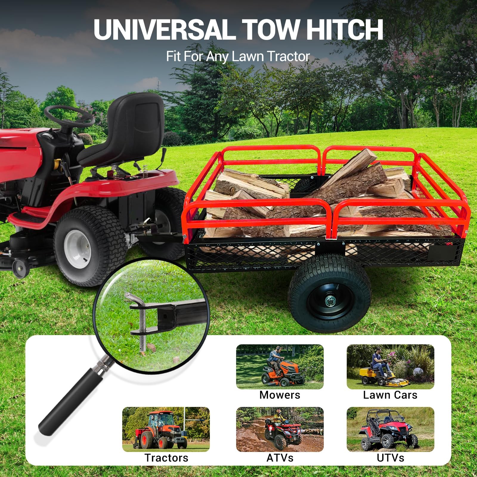 1500 lbs Dump Cart 15 Cubic Feet Garden Utility Trailer with Removable Sides