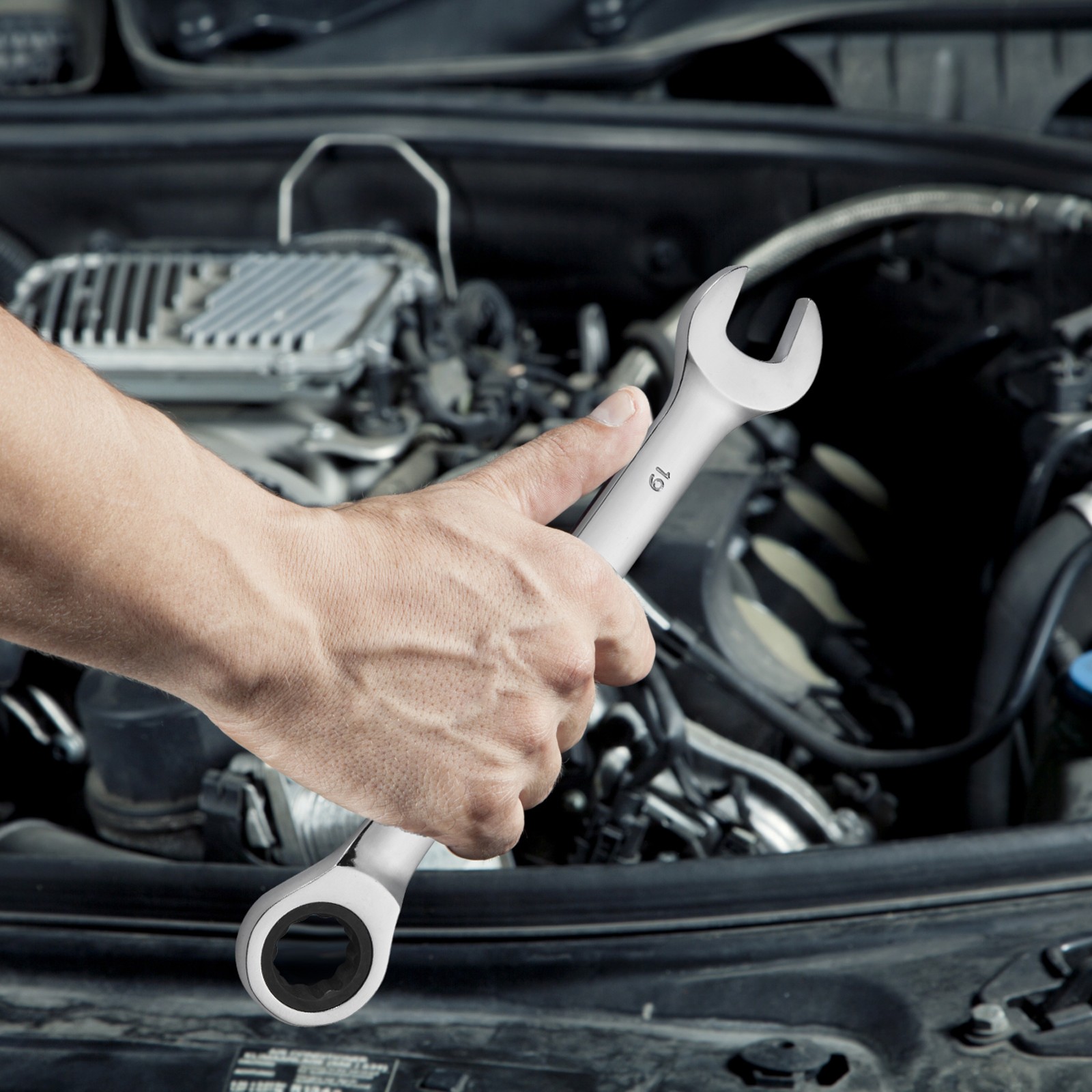 VEVOR Combination Wrench Set 16-Piece Metric 8 mm to 24 mm with Organizer Rack