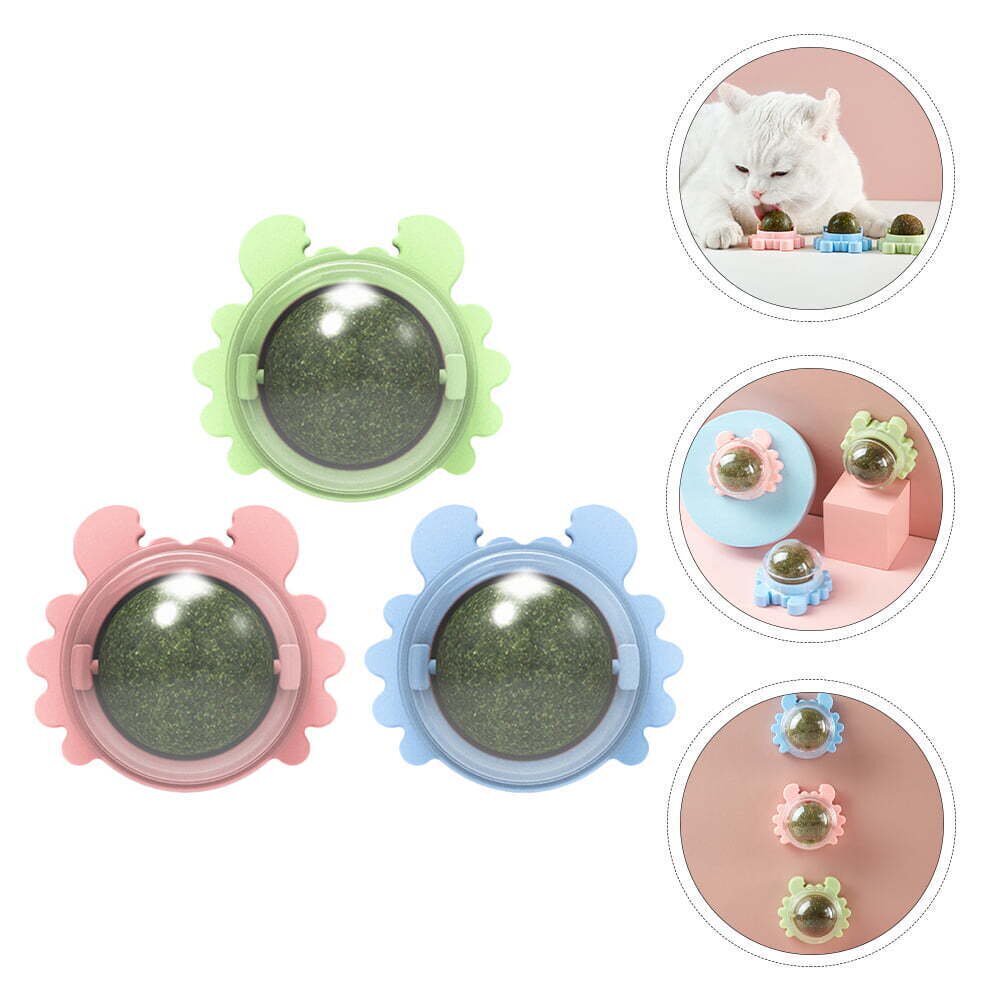 3Pcs Natural Catnip Kitten Mint Balls Safe Healthy Teeth Cleaning Dental Cat Toy