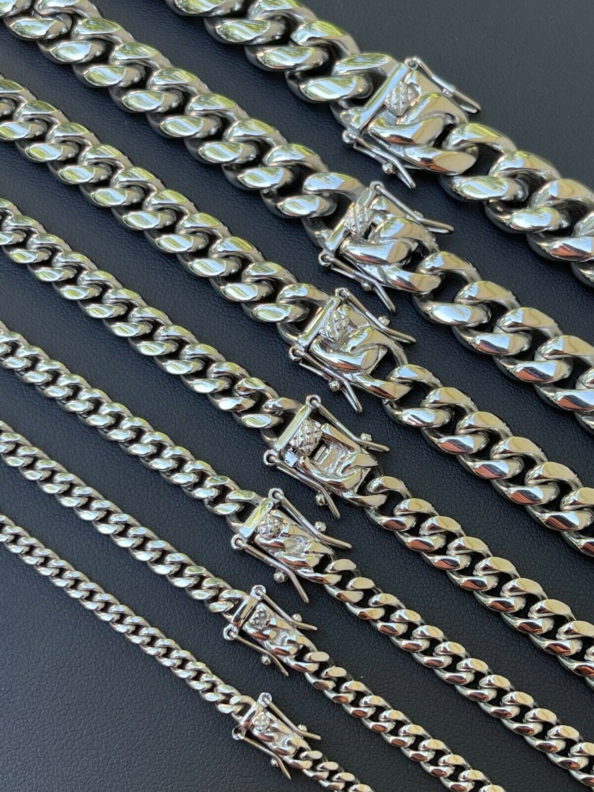 Real Solid Stainless Steel Miami Cuban Link Chain Necklace Box Clasp 4-18mm