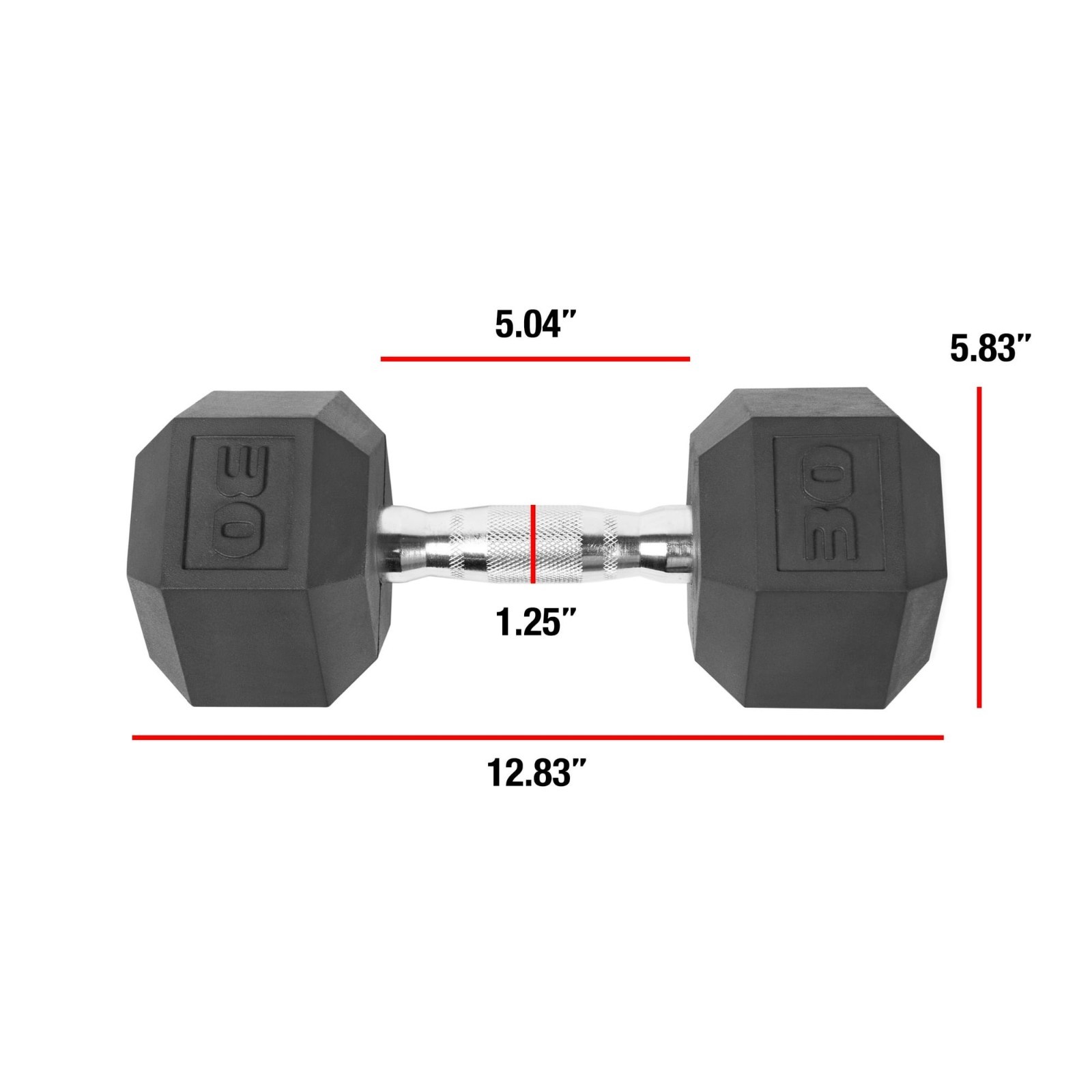 30 lb Rubber Coated Hex Dumbbells – Strength Training Barbell Weights Set of 2