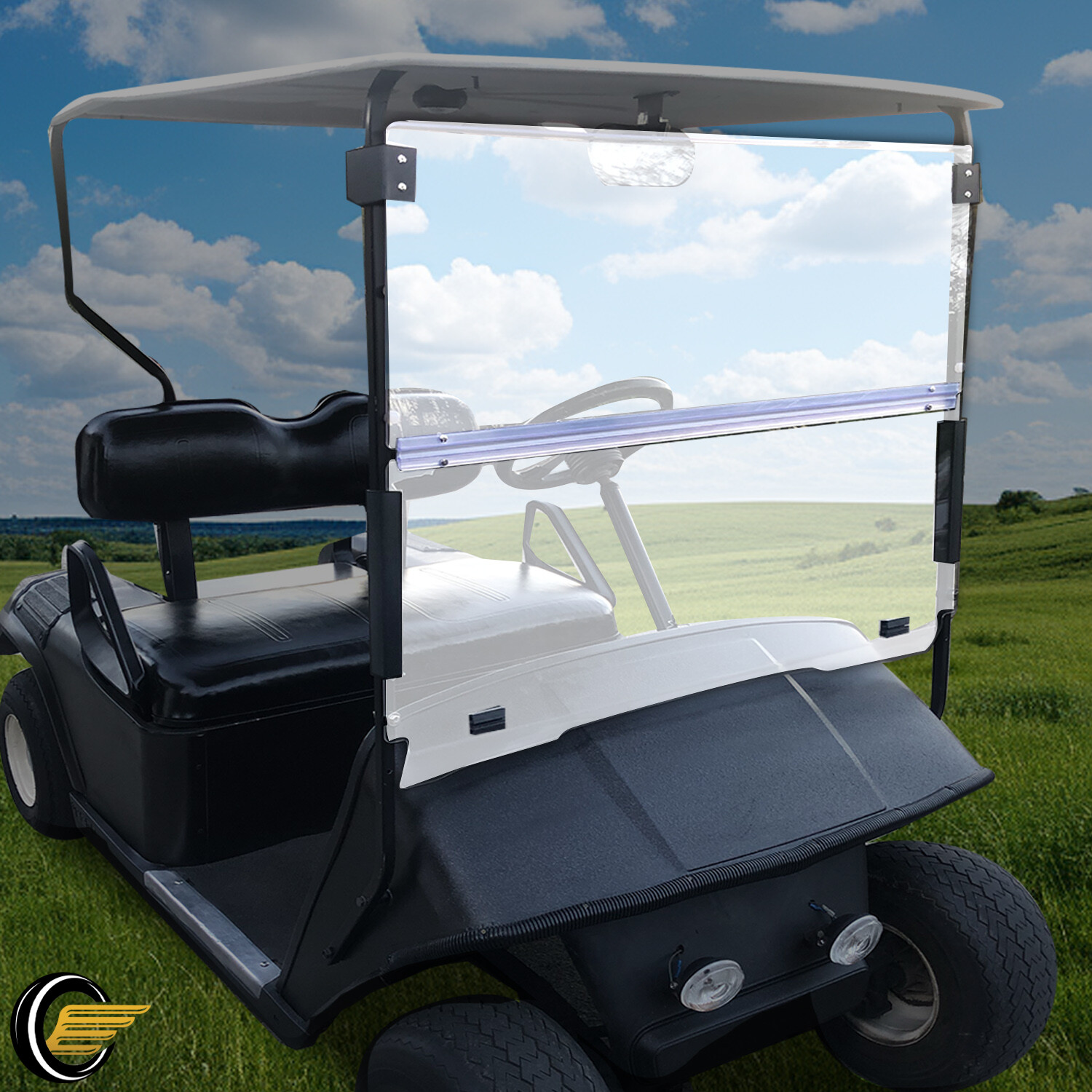 Folding Clear Golf Cart Windshield Windscreen For EZGO TXT & Medalist 94-13 14