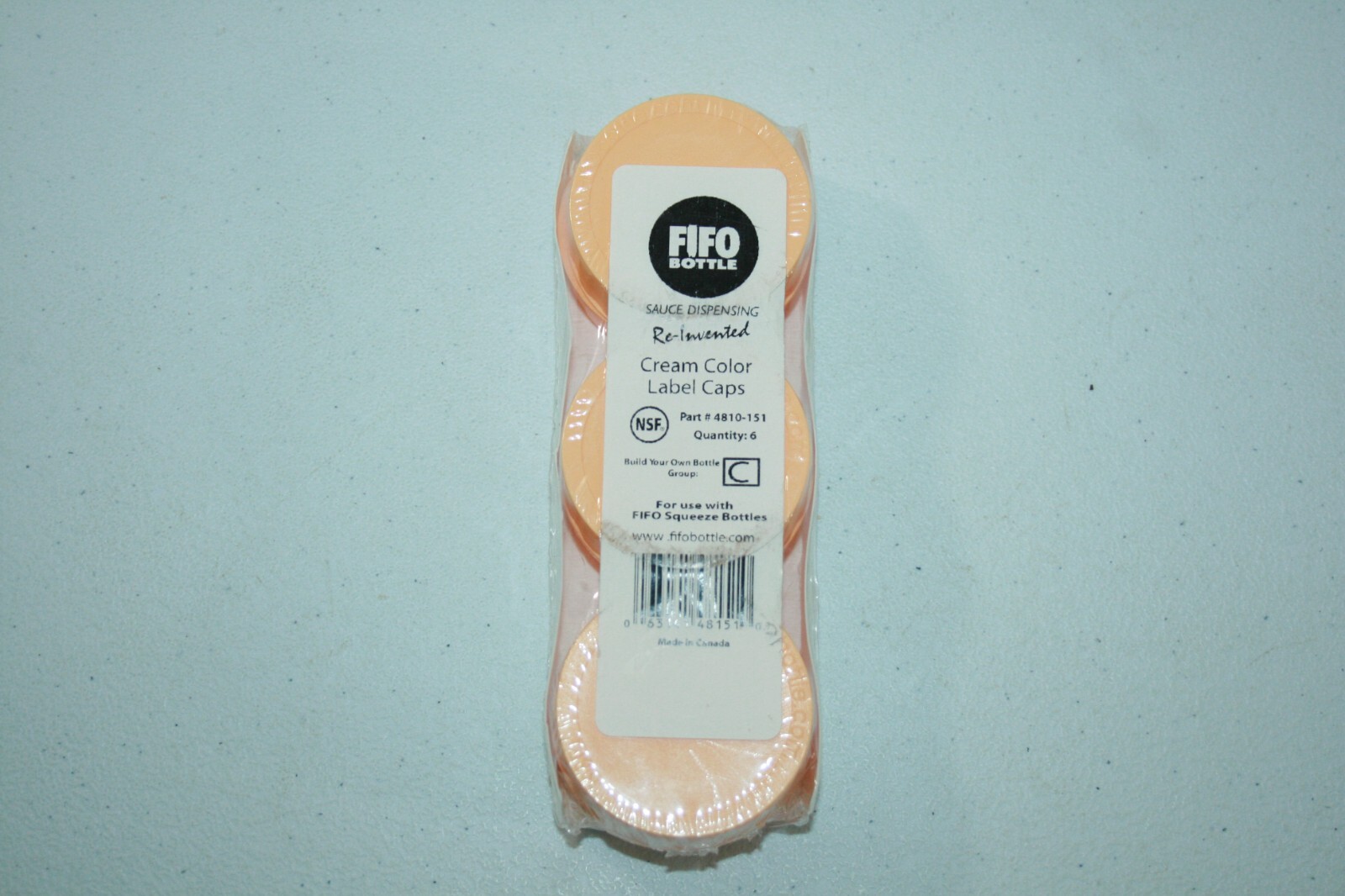 FIFO 4810-151 Cream Color Label Cap for FIFO Squeeze Bottle 6 Pack NEW