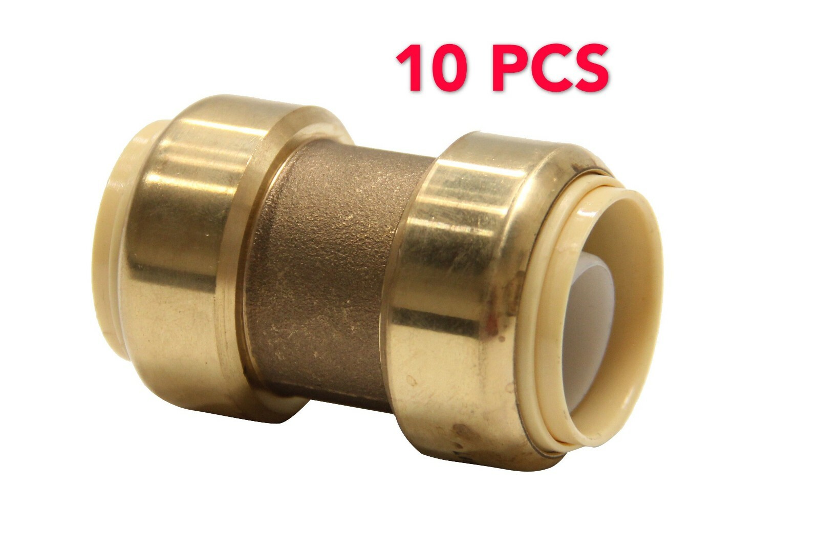 EFIELD  10PCS 3/4" X 3/4" PUSH FIT COUPLINGS BRASS FITTINGS WITH CLIP,  NO LEAD