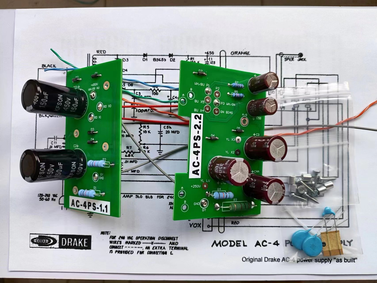 Drake AC-4 Power Supply Rebuild Kit w/ Pre-assembled Boards Tested