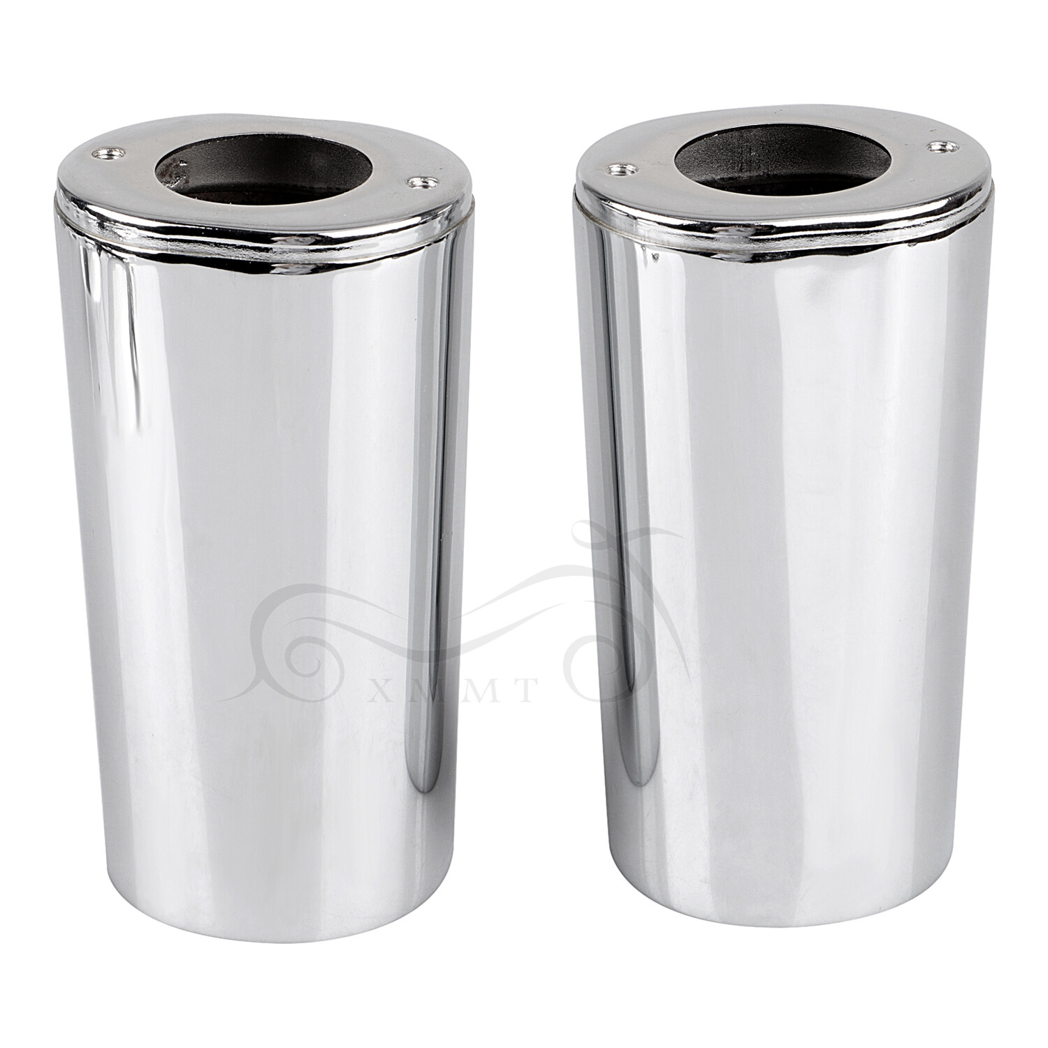 Chrome Fork Boot Slider Cover Cow Bells For Harley Street Glide Road King FLHR