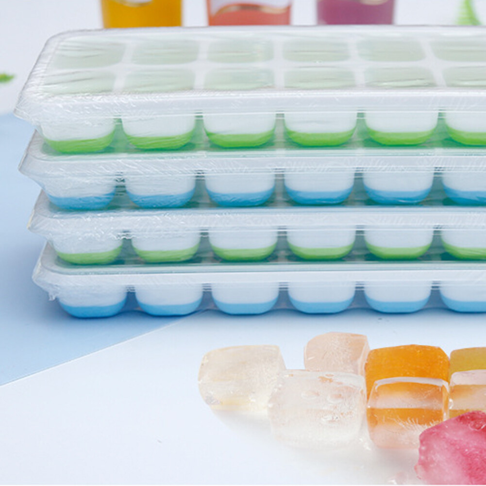 Ice Cube Tray with Lid, 4 Pack Durable Stackable Ice Cube Trays for Freezer with