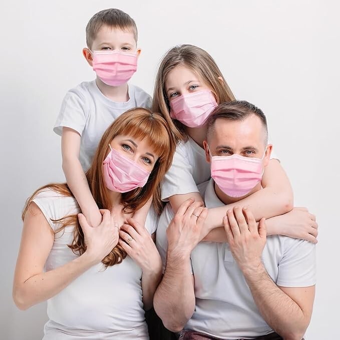 100/50 PCS Pink Protective 3 Layer Face Mask Respirator Disposable Masks BFE98%