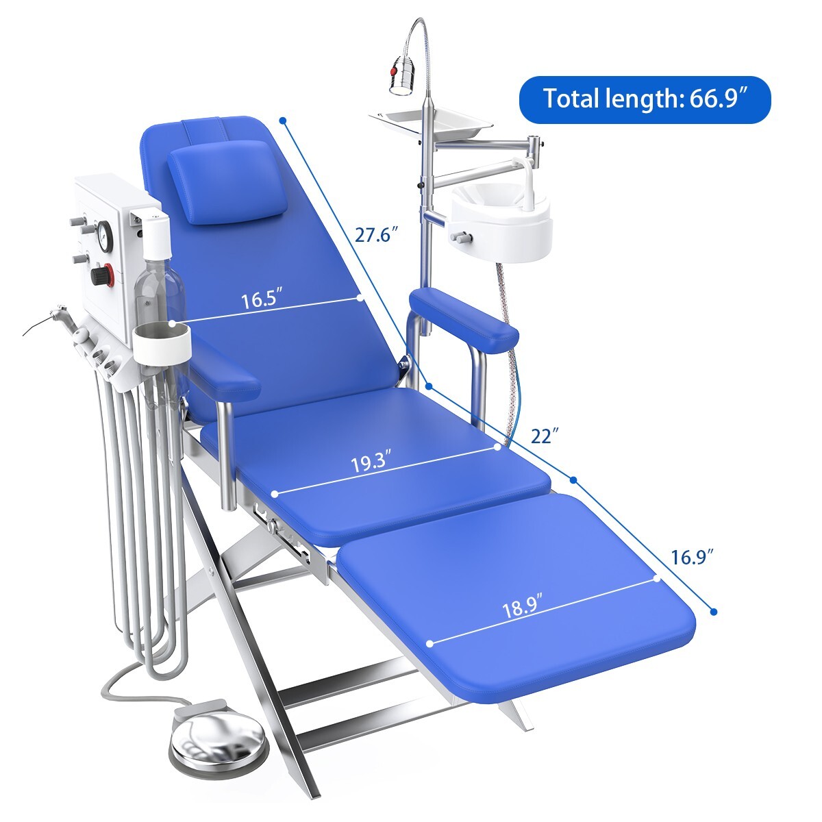 Dental Mobile Portable Chair LED Light Folding Chair +Air Turbine Unit Steel
