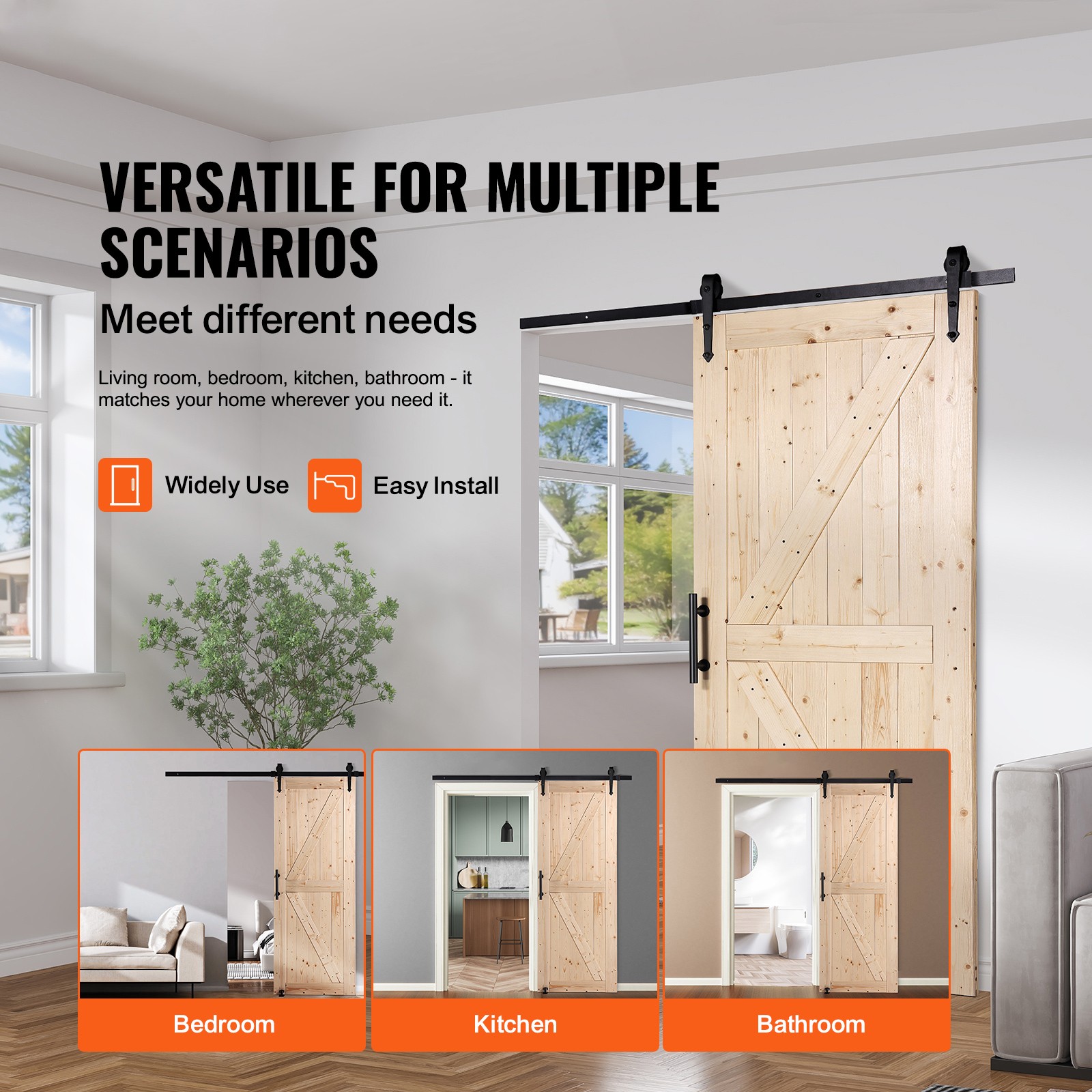 Barn Door and Hardware Kit 36" x 84" Wood Sliding Barn Door Kit Smoothly