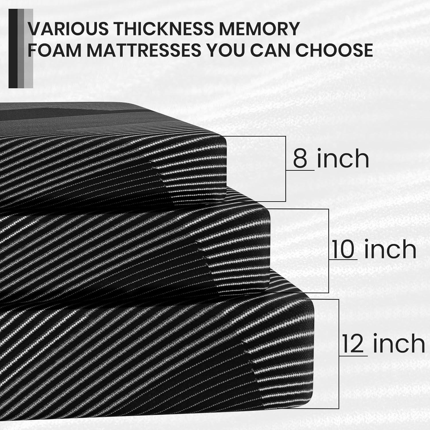 Cooling Memory Foam Mattress in a Box, 8" 10" 12" Twin Full Queen King Mattress