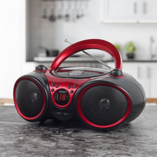 Jensen CD-490 Portable CD Player Sport Stereo - AM/FM Radio (Red/Black) [New ]