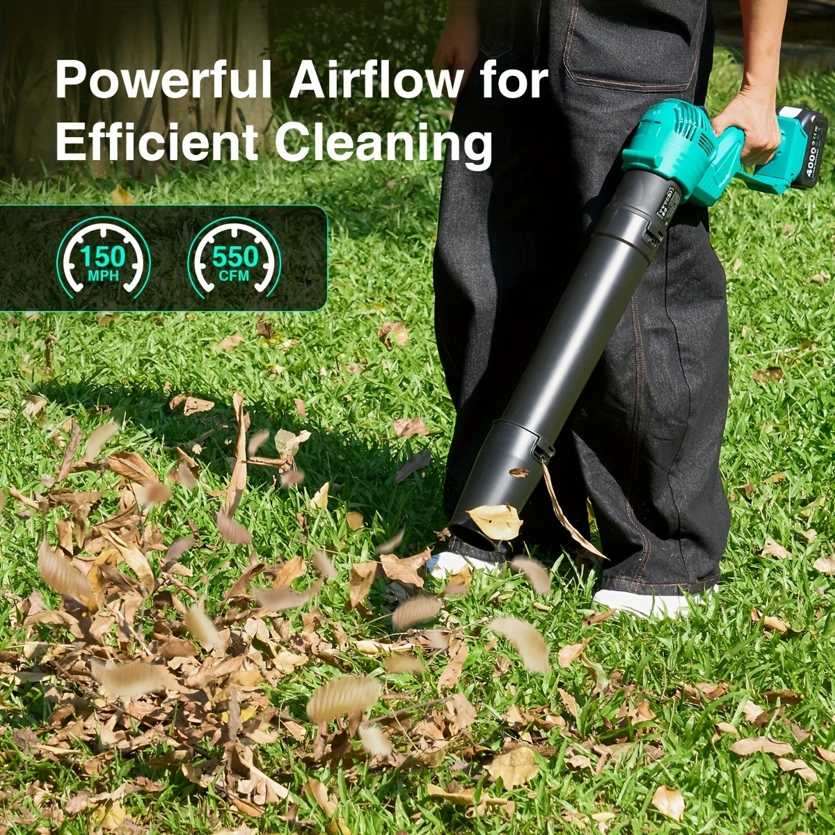 Electric Cordless Leaf-Blower 550 CFM Handheld Airblower,2*4.0Ah Battery+Charger