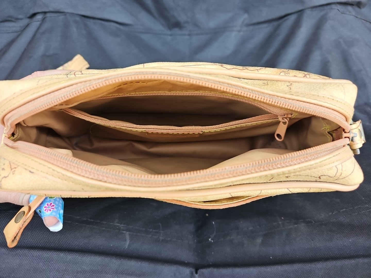 Vintage ALLAN EDWARD AE World Map Leather Purse Bag w/Shoulder Strap USA Canada