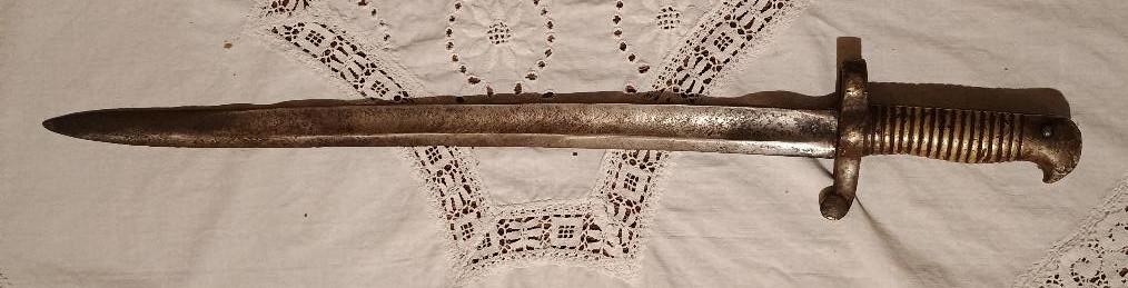 1860s Civil War Bayonet with Brass Handle Used Antique