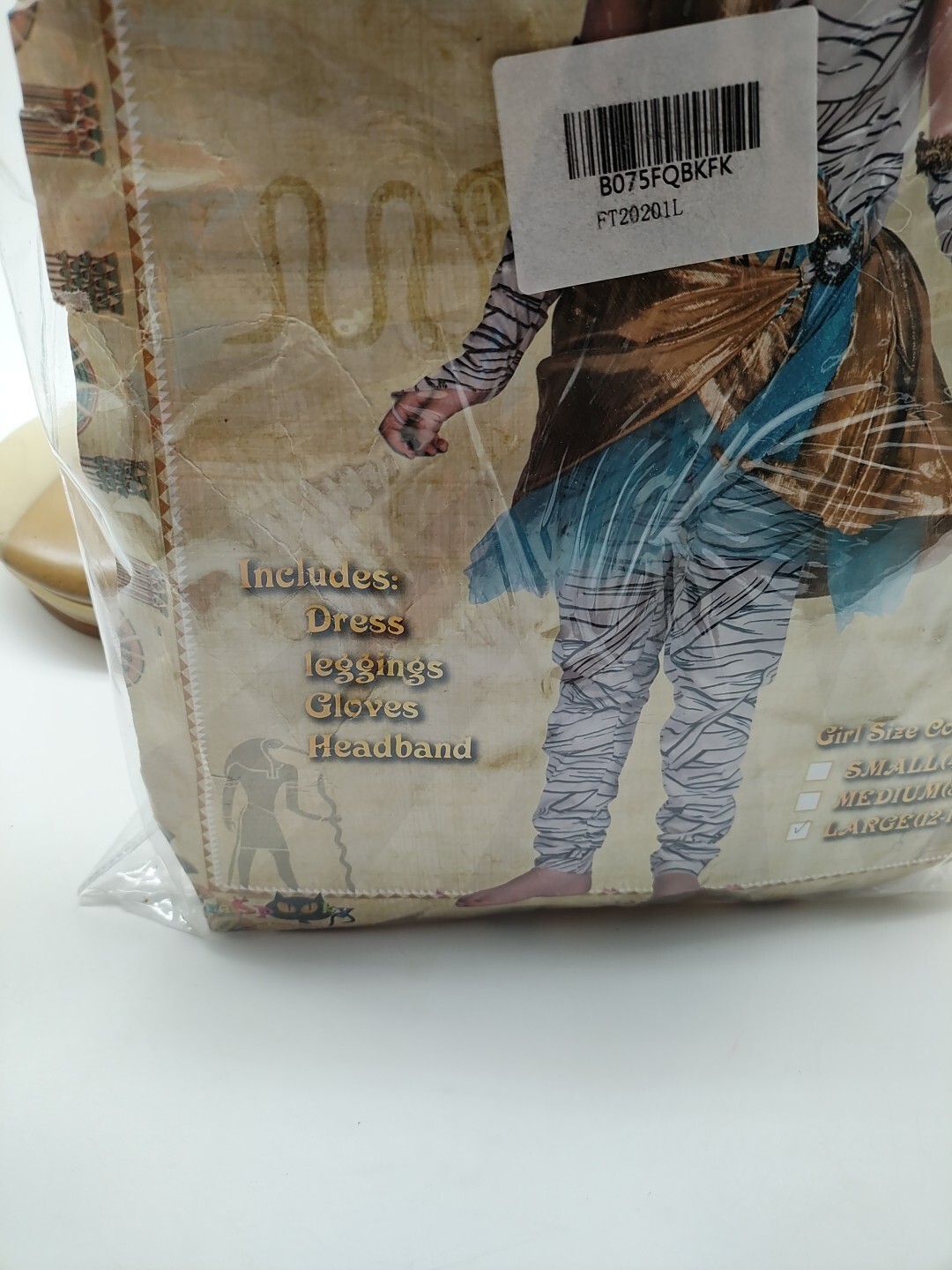 Cleo Mummy Egyptian Halloween Costume Girls Size L 12-14 Dress Leggings Set New