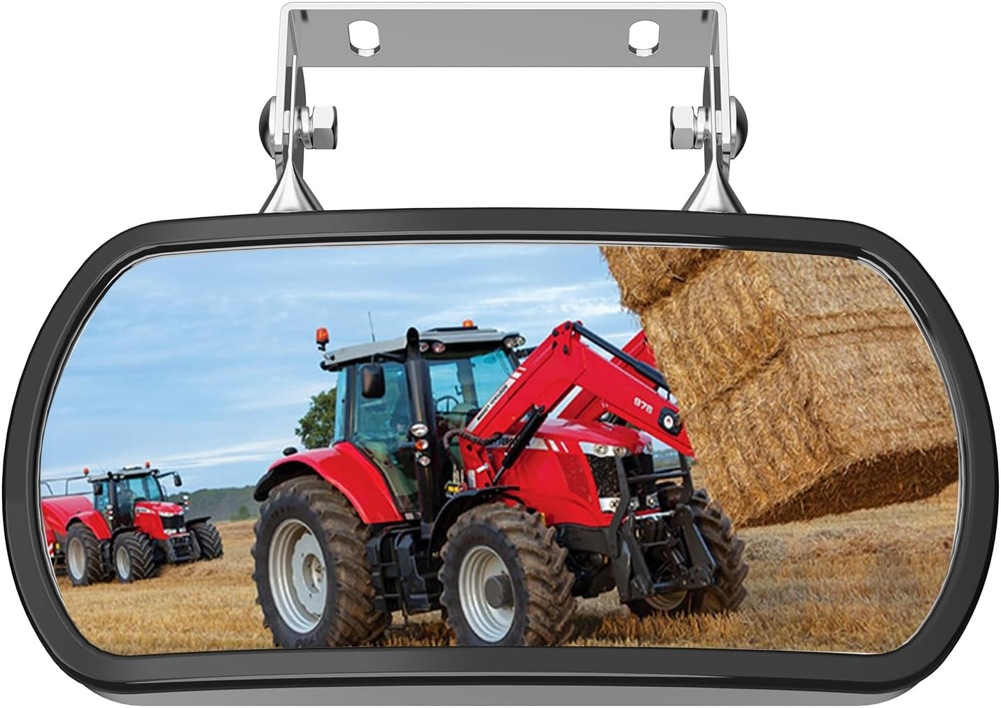 Tractor Mirror, Stainless Steel Rearview and Side Mirror for Tractors, Forklifts