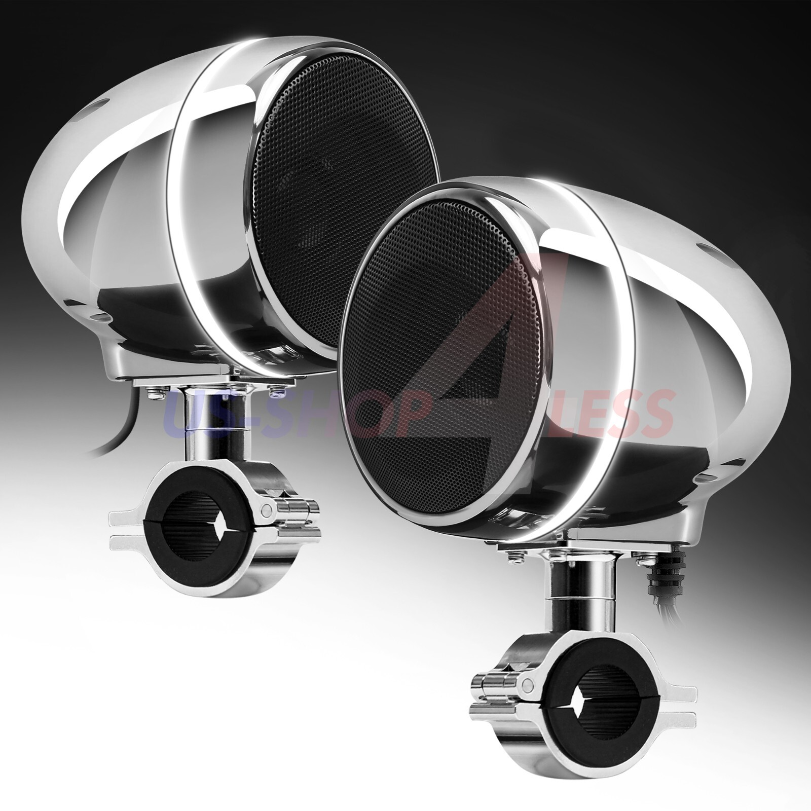 Waterproof Bluetooth Motorcycle Stereo LED Speaker Amp USB System Harley Chrome