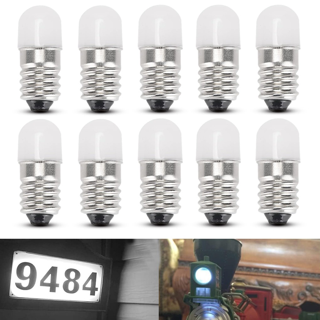 10 Pack of Bright White #1447 18 volt SCREW BASE LED BULBs for Lionel Trains