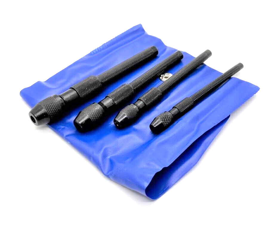 4 Pc Pin Vise Set Hand Held Hollow Handle Black Finish 4 Piece Vice Chuck Sizes