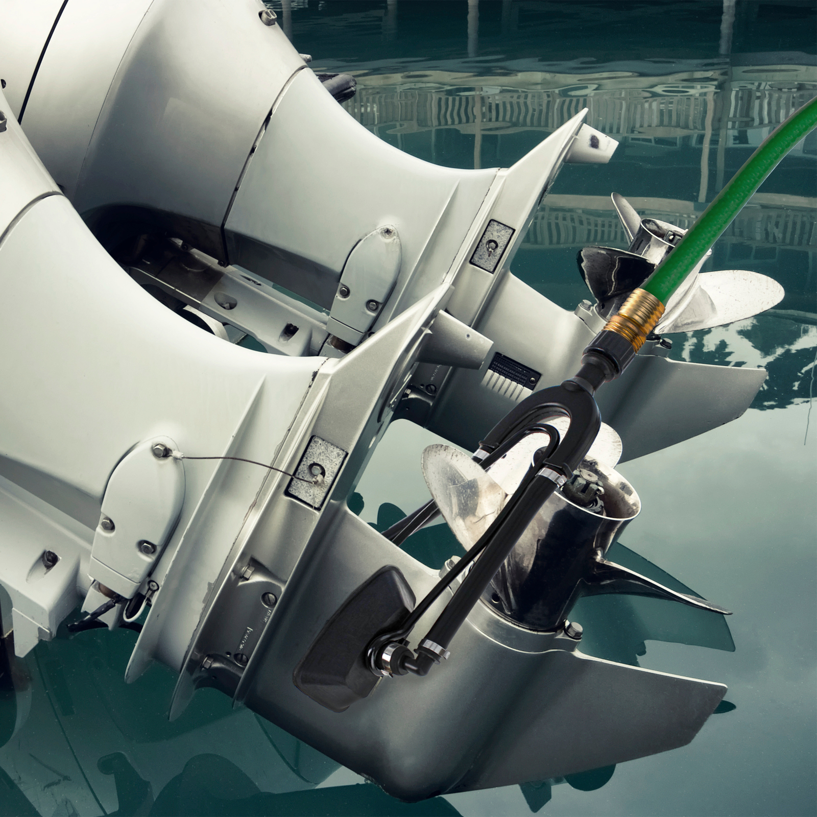 Dual Feed Boat Motor Flush Kit Muffs and Hose Fittings Outboard Engine Flushing