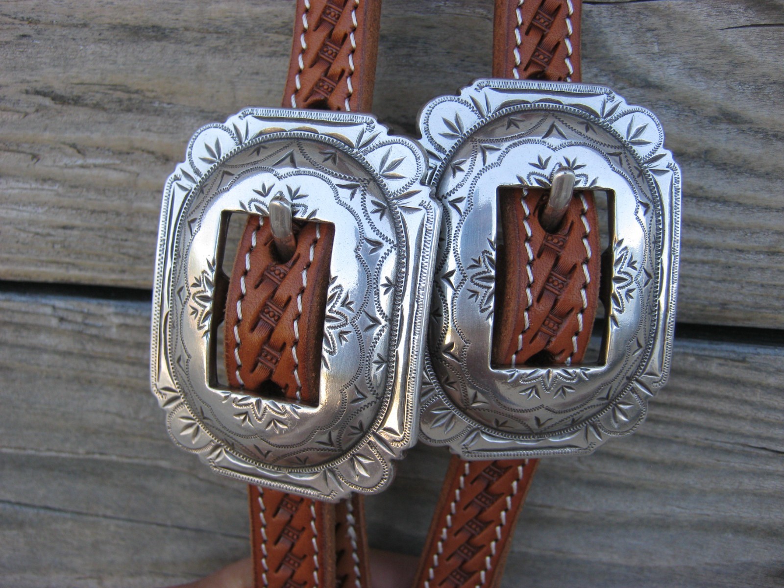 West 74 Light Oil Leather 5/8" One Ear Vintage Style Floral Nickle Headstall
