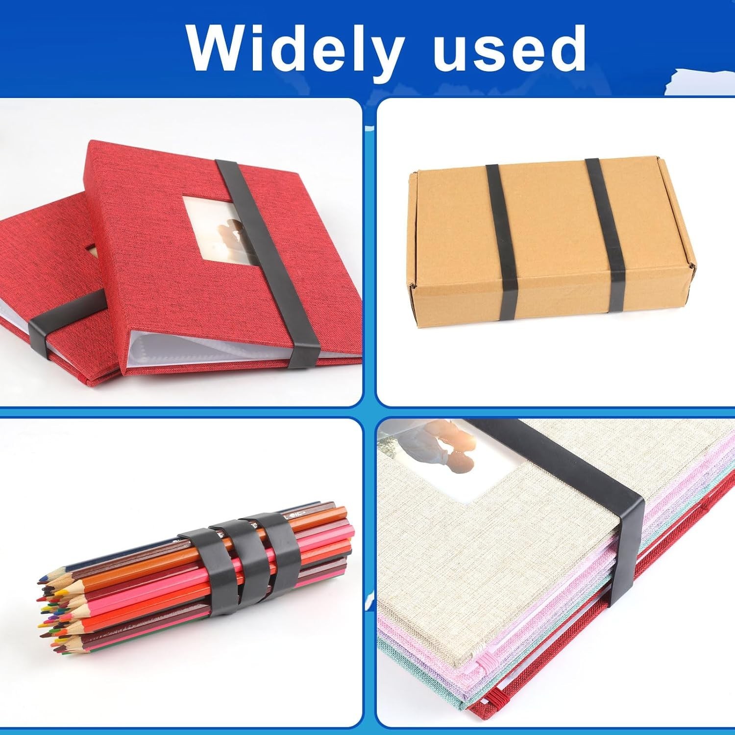 Large Rubber Bands Heavy Duty, 22 Pcs Size 107 Black Rubber Bands