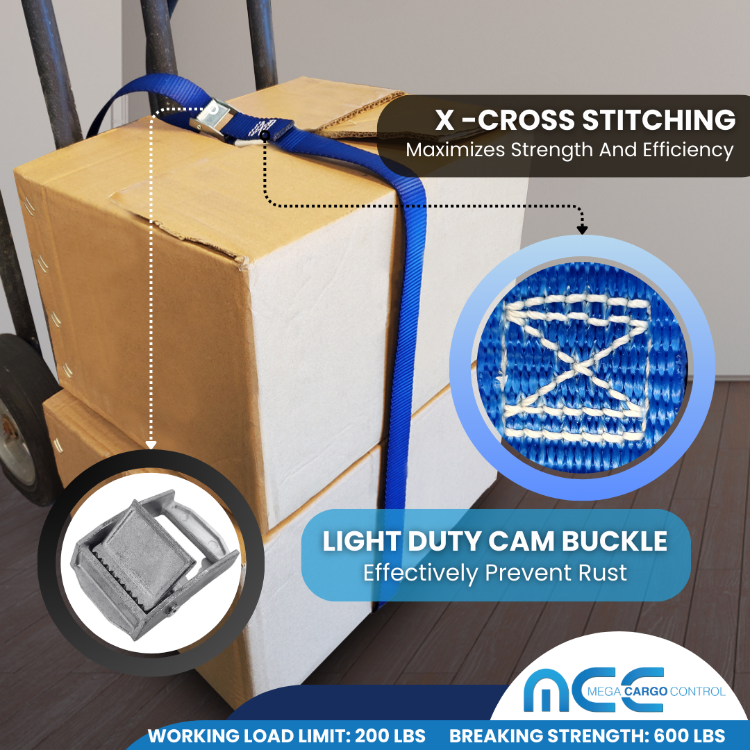 USA 1" x 3'- 15' Endless Cargo Lashing Strap w/Cam Buckle for Motorcycle Bicycle