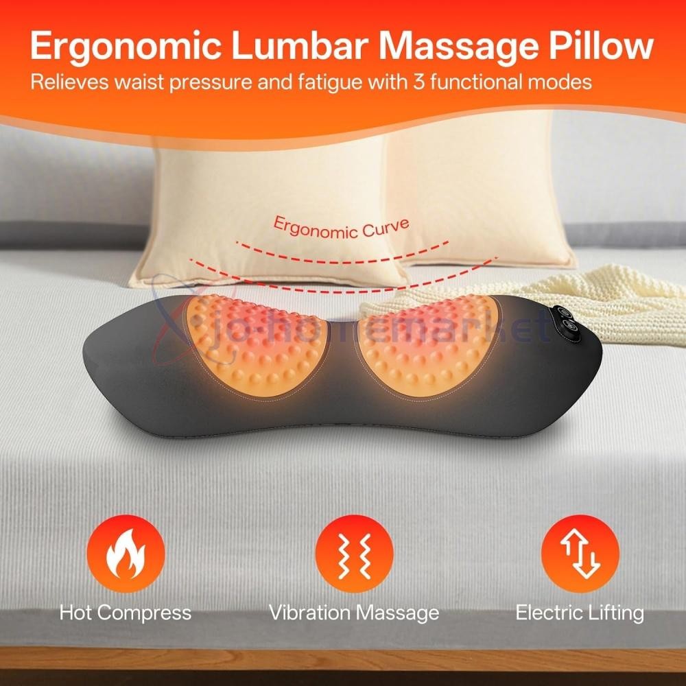 3 In 1 Electric Lumbar Support Pillow Smooth Spine Triple Fusion Back Massager