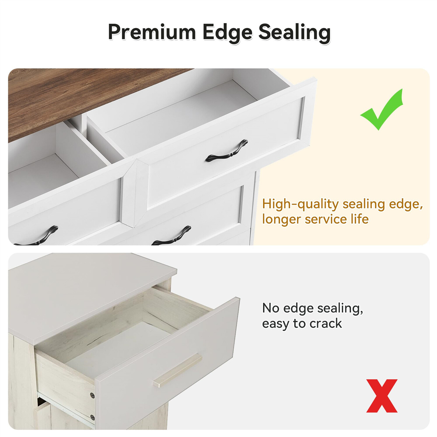 6 Drawers Dresser for Bedroom Farmhouse Modern Wooden Dresser,Storage Organizer