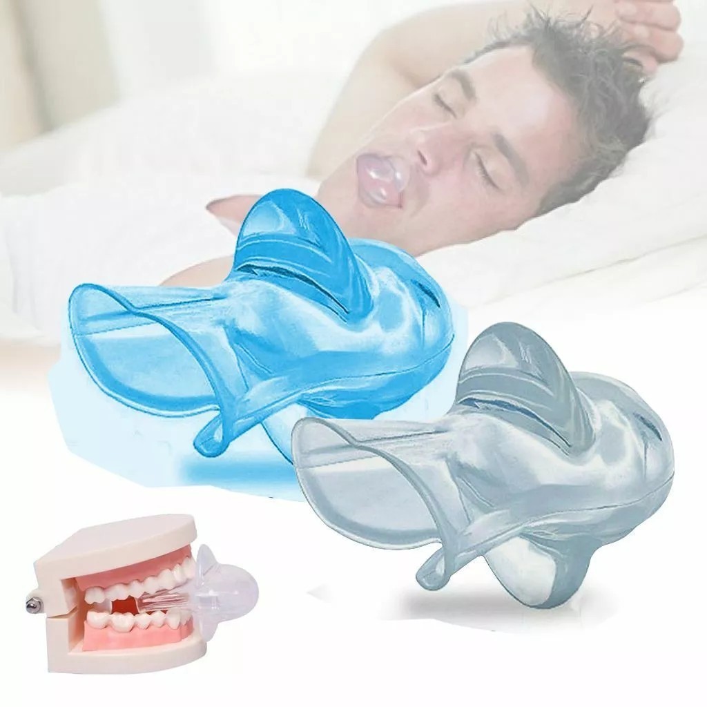 2XAnti Snoring Sleep Aid Device Silicone Tongue Mouthpiece Snore Stopper w/Case~