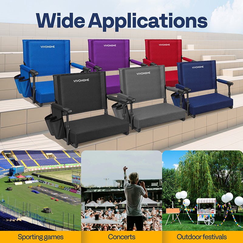 Stadium Seat Portable Folding Padded Stadium Seats for Bleacher Chair Cup Holder