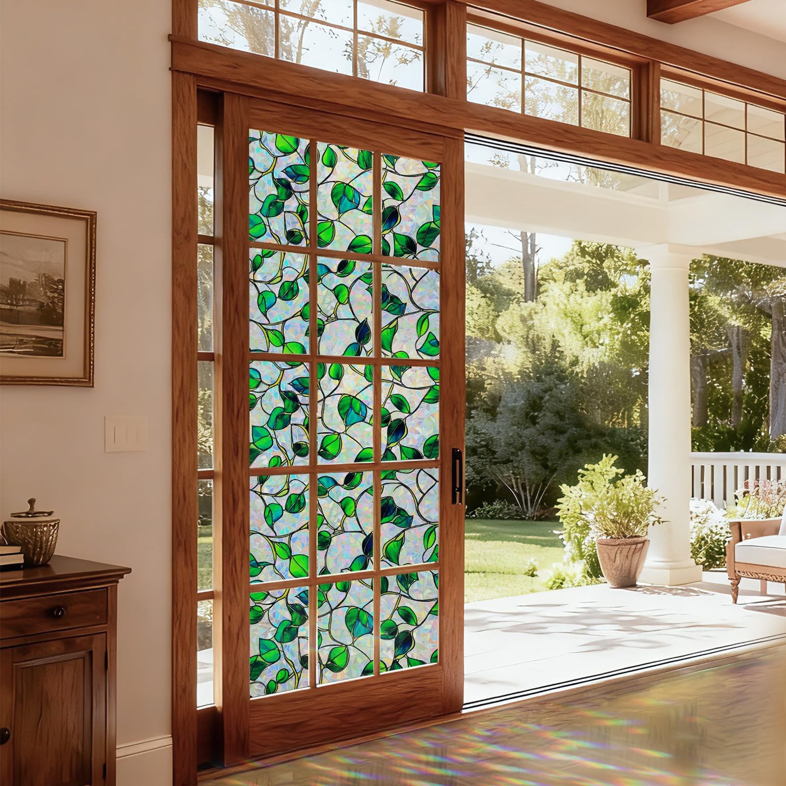 Window Privacy Film Stained Glass Decorative Static Clings Rainbow Window Tin...