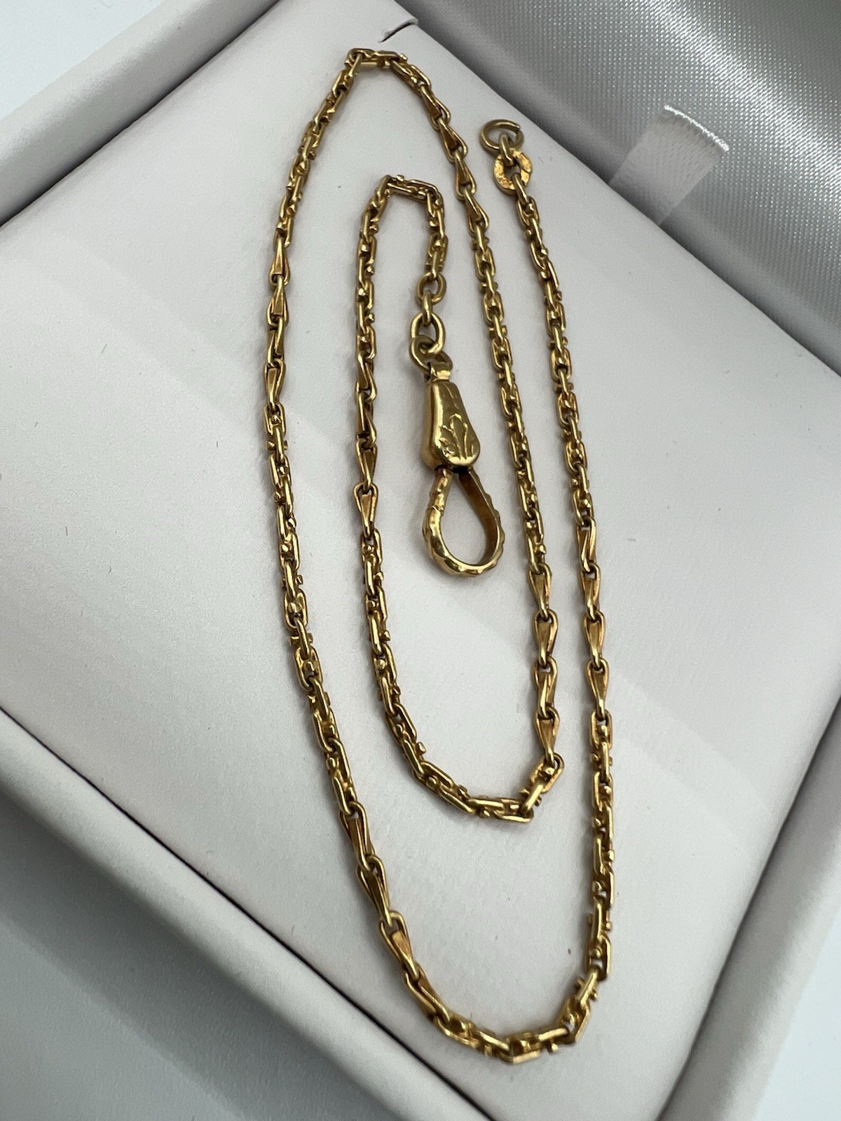 18k 750 Yellow Gold Antique Vintage Pocket Watch Chain - Unique & Unusual Link