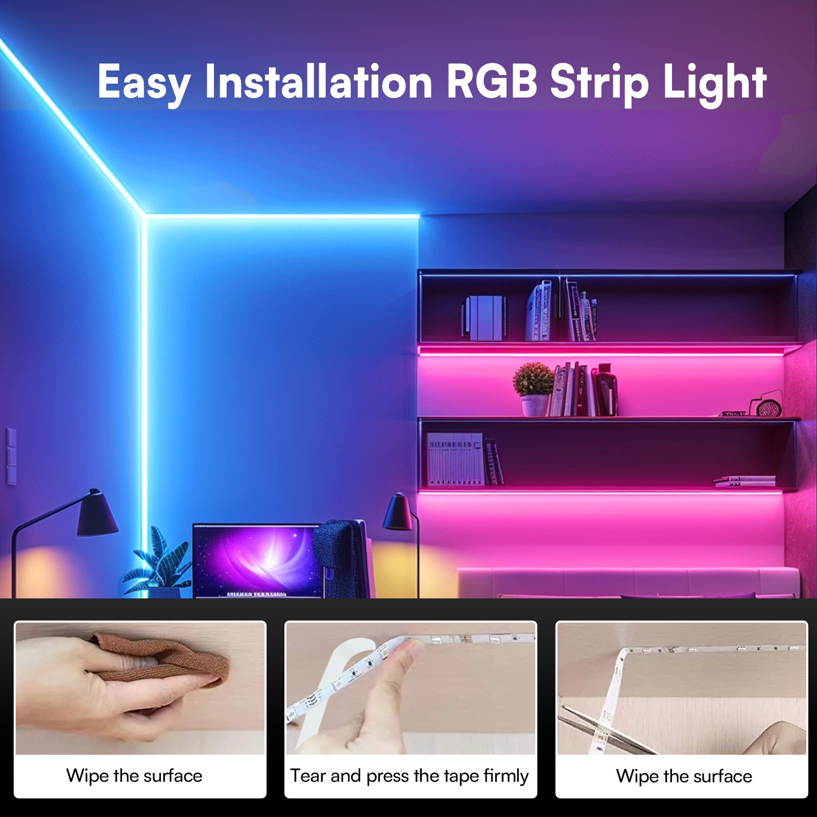 100Ft Smart Wifi Led Strip Light for Bedroom Work with Alexa and Google Color Ch